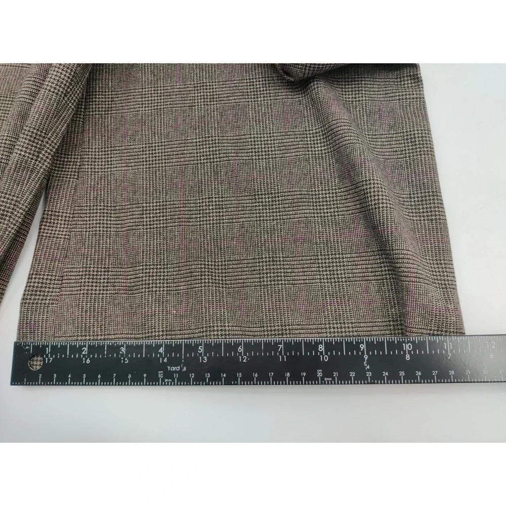 ANTONIO MELANI Women's Plaid Wide Pants Brown Viscose Polyester‎ Blend Size 8